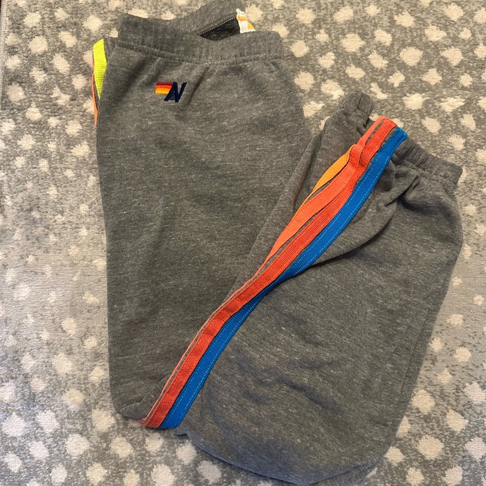 Aviator Nation Rainbow Striped Joggers